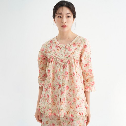 메이플라워 로열장미 7부 순면 여성 빅사이즈 잠옷 홈웨어 세트