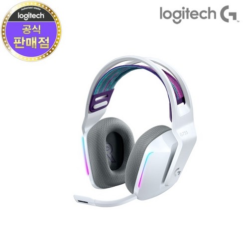 로지텍 G733 7.1 서라운드 무선 게이밍 헤드셋, 화이트, A00125