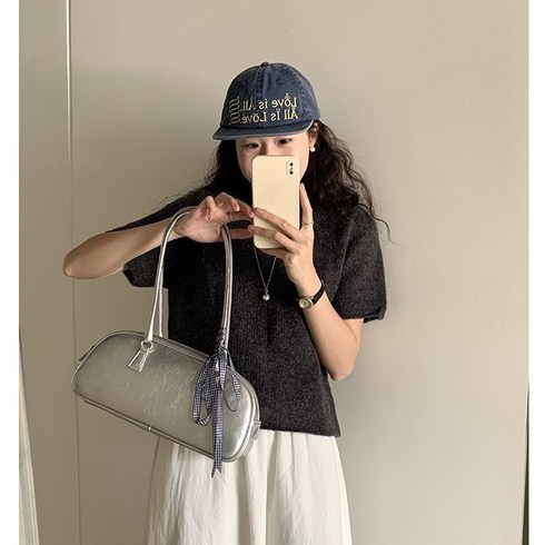 실버백 - ANYOU 패션 디자인 바게트 가방 핸드백 여성 크로스백 숄더 슬리브 백