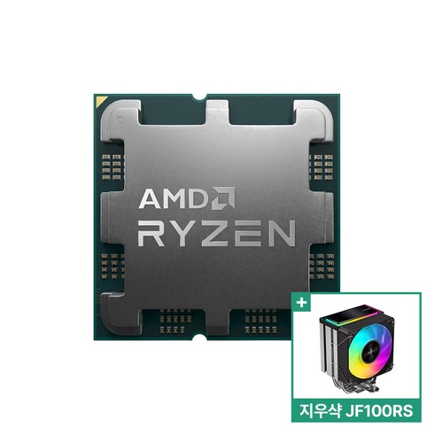 라이젠7500f - AMD 라이젠 정품 R5 7500F CPU (멀티팩/라파엘/AM5/쿨러포함), 7500F 트레이+지우샥 JF100RS 쿨러(블랙)