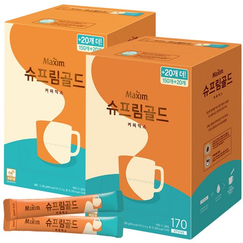 -맥심 슈프림골드 믹스 150T+20Tx2개, 13.5g, 2개, 170개입