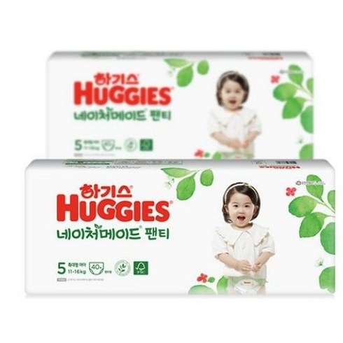 2021 신형 하기스 네이처메이드 팬티형 기저귀 여아용 특대형 5단계(11~16kg), 160매