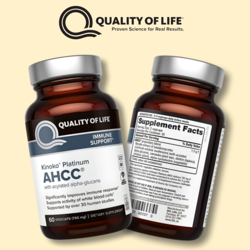 Quality of Life Labs 키노코 플래티넘 AHCC 750mg 60캡슐, 1개