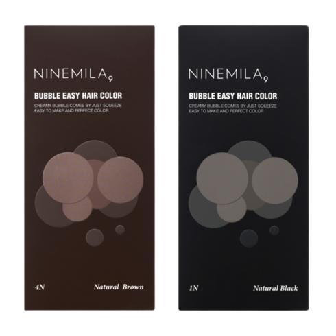 나인밀라이지염색약 - 2+1 나인밀라 버블이지 비건 새치 염색약 100ml (흑갈색 자연갈색) - (택1) 옵션 확인 필수!, 2. 자연 갈색 4N, 2. 자연 갈색 4N + 4N(자연갈색 증정)