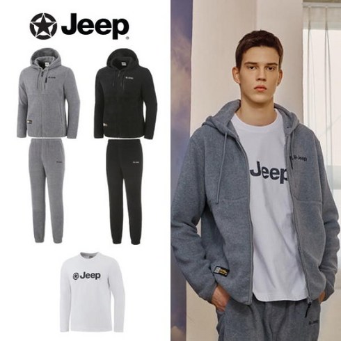 보내요 지프JEEP 23FW 남성 코지 플리스 셋업 3종 자켓+티셔츠+팬츠