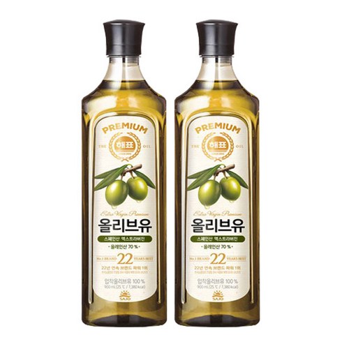 해표 올리브유, 900ml, 2개