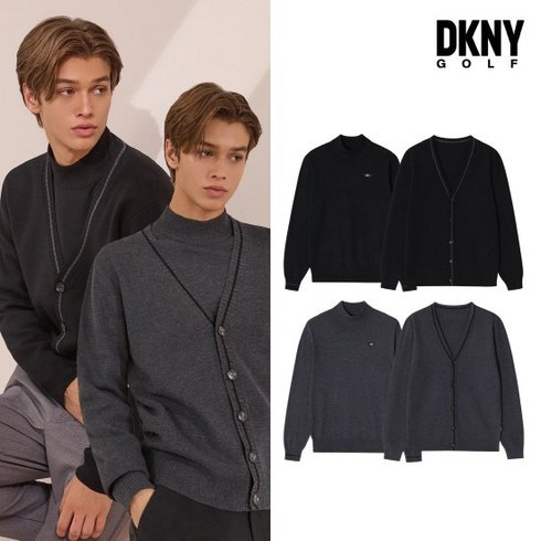 [DKNY GOLF] 남성 23FW 가디건+모크넥니트 2종 세트