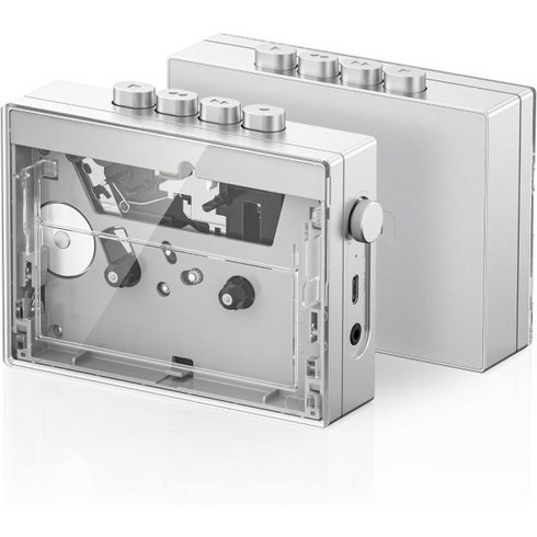 FiiOCP13 휴대용 카세트 테이프 플레이어 3.5mm 이어폰 잭 초저 와우 플러터 타입C 또는 리튬 배터리로 작동화이트 및 블랙, Transparent