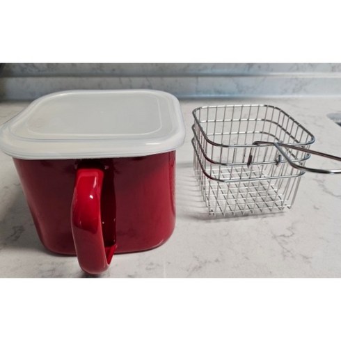 이국주법랑냄비 미니튀김기 2.2L + 튀김망포함, 레드