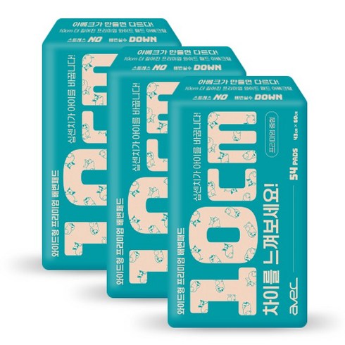 아베크랑팡 - 아베크 국내산 프리미엄 배변패드 중형/대형, 3팩, 54매