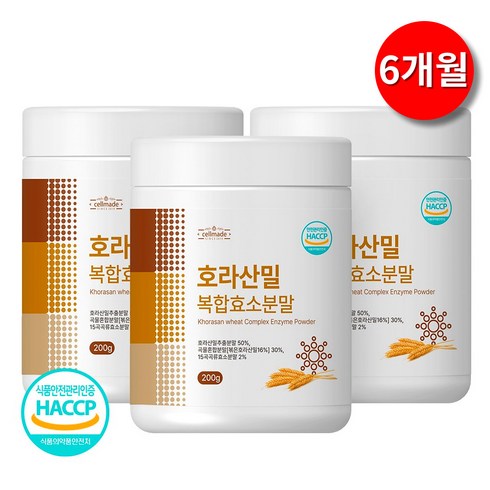 카무트 효소 식약처인증 HACCP 분말 100% 고함량 캐나다산, 3개, 200g