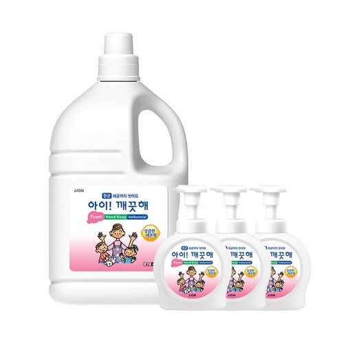 아이깨끗해대용량 - 아이깨끗해 거품형 핸드워시 4L X 1개 펌프용기 490ML 3개 포함