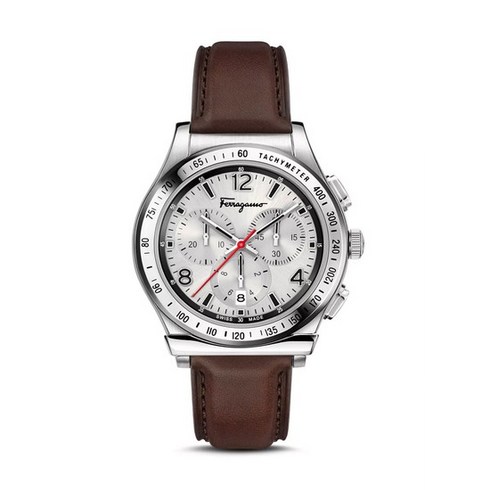 페라가모 1898 크로노그래프 남성 브라운 가죽시계 SFHW00120