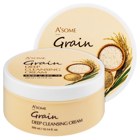 ASOME 대용량 곡물세안 딥 클렌징 크림, 300ml, 2개