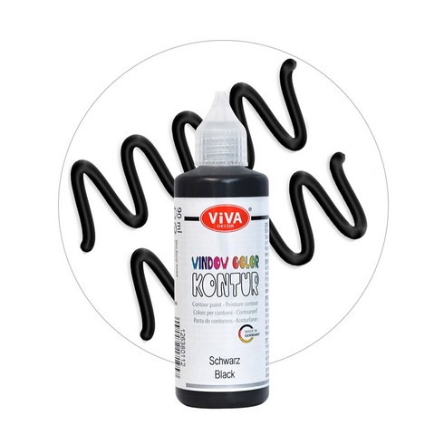 비바 글라스 데코 스티커 펜 34 Black 테두리전용 90ml Viva Window Color Kontur