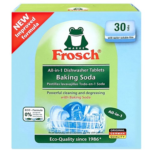 FROSCH 프로쉬 식기세척기세제 베이킹소다 타블렛 올인원(세제+린스) 30개입, 600g, 3개