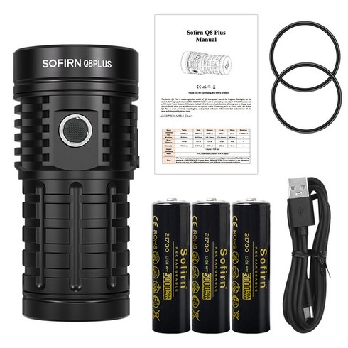 LED조명 Sofirn Q8 플러스 초강력 USB C 충전식 21700 안두릴 XHP50B 16000lm, 3.with 21700 battery - 5000K-5, 3.with 21700 battery - 5000K-5