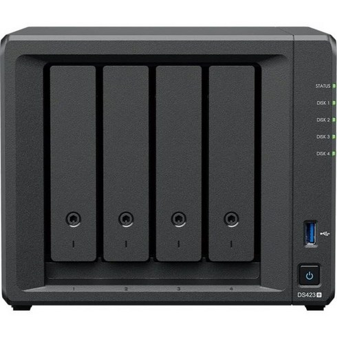 Synology DiskStation DS423 NAS 서버Celeron 2.0 포함GHz CPU 6GB 메모리 16TB HDD 스토리지 1TB M.2 NVMe SSD 2x1GbE, 4) 48TB (4 x 12TB) SATA 3.5" H