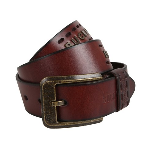 BUCKAROO 버커루 남여공용 금속 로고 소가죽 벨트