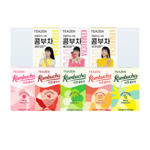 콤부차효능 - 티젠 콤부차 8가지맛 혼합구성 80스틱 + 보틀증정, 1세트, 단품