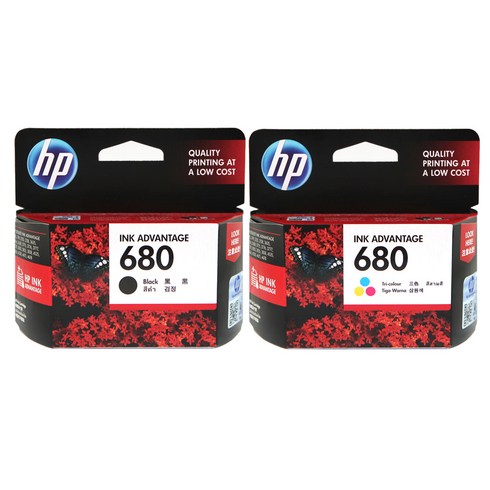 hp잉크 - HP 잉크 2종 세트 HP680, 검정, 삼원색, 1세트