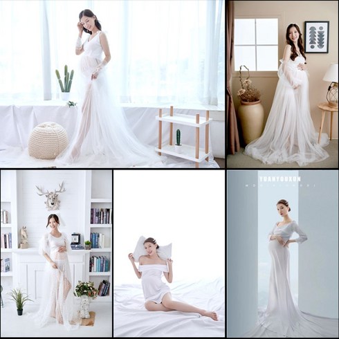 임산부 만삭 촬영 원피스 드레스 트임 캐주얼 투피스