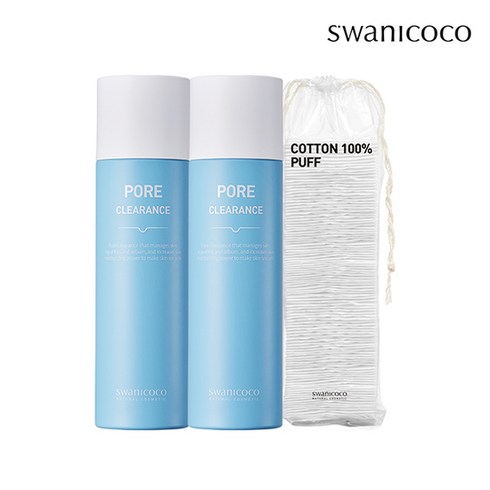 [KT알파쇼핑]스와니코코 포어 클리어런스 100ml 2개 + 화장솜 100매