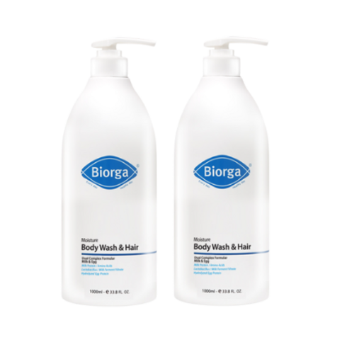 NEW! 바이오가 모이스춰 바디워시 밸런싱 헤어 앤 바디클렌져 1000ml 임산부 유아 온가족 사용 가능, 2개