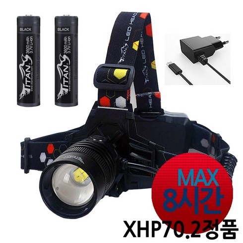 타이탄코리아 ZH-PH702 4300루멘 충전식 헤드랜턴 해루질 야간산행 낚시 작업랜턴 작업등 8시간연속 XHP-70.2, 선택3 -PH702 풀셋트, 1개