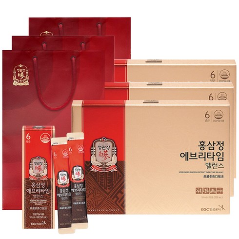 2023년 가성비 최고 정관장에브리타임 - 정관장 홍삼정 에브리타임 밸런스 10ml x 20포 3세트 + 쇼핑백, 상세페이지 참조