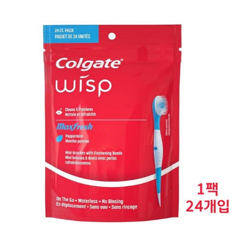 콜게이트칫솔 - 맥스 프레쉬 콜게이트 위스프 일회용 칫솔 1팩 24개입, 1개