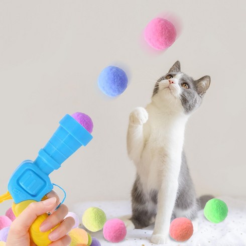 고양이 털공 - 낑깡스 고양이 장난감 총 양모볼 50개 사냥놀이, 1팩, 혼합색상