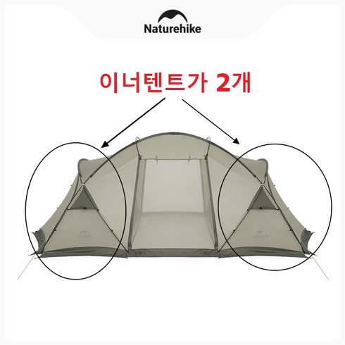 2023년 가성비 최고 네이처하이크화목난로 - 네이처하이크 이너텐트 2개 4인용 거실형텐트 디자인이예쁜 유니크 텐트 화목난로 TPU천장