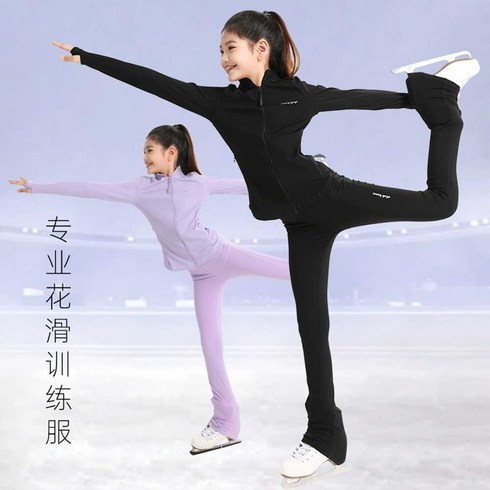 피겨연습복 여아 타이즈 기모 방수 여자 스케이트 훈련복 어린이, 블랙 벨벳 탑 140cm(140cm)