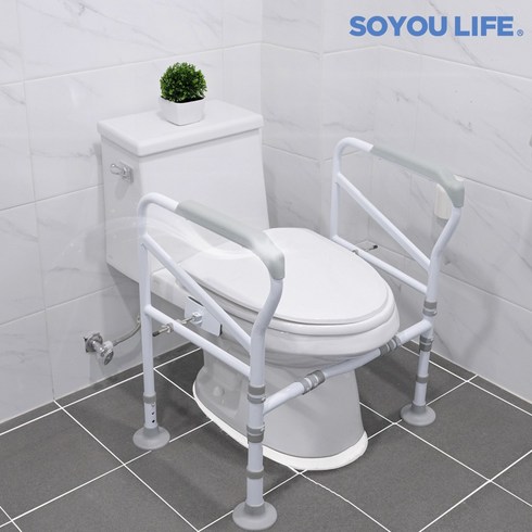 화장실안전바 - 변기 안전손잡이 노인 화장실 장애인 양변기 안전바 지지대 욕실, 1개, 그레이
