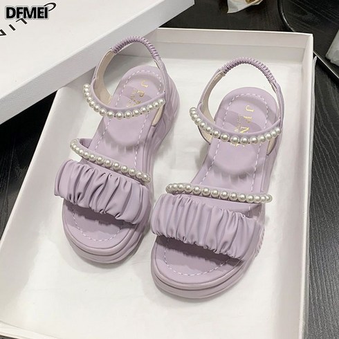 DFMEI 통굽 샌들 여 여름 송편 캐주얼 여성화 로마 비치화 인스 러쉬