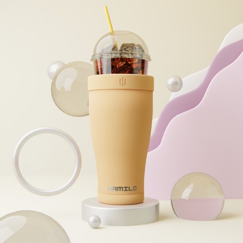 해밀로 아이스커피 텀블러 얼죽아 텀블러 900ml 스텐 보온 보냉 대형 대용량, 아이보리, 1개