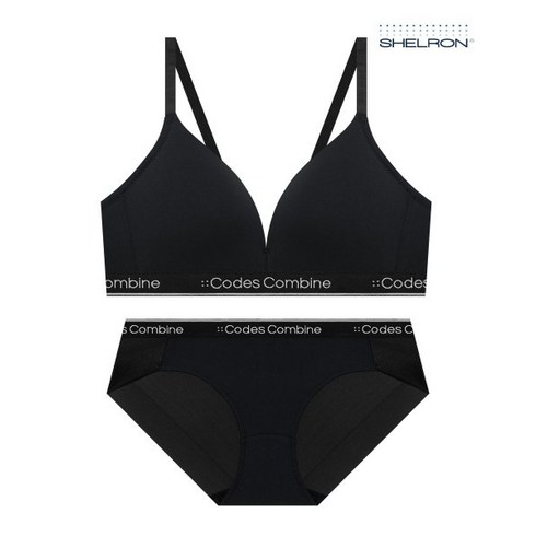 CODES COMBINE INNERWEAR 컴포트 푸쉬 브라 팬티 세트_블랙
