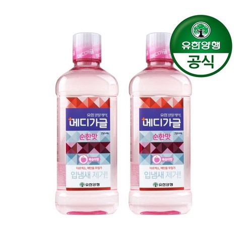 치카치카가글 - 메디가글 순한맛 구강청결제 복숭아향, 750ml, 2개