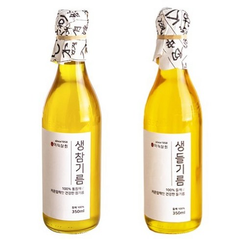 미식상회 대용량 생참기름 350ml+생들기름 350ml, 350ml+350ml