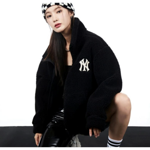 2023년 가성비 최고 mlb후리스 - MLB 엠엘비 베이직 메가로고 스탠드넥 후리스 점퍼 NY Black 3AFDB0326-50BKS