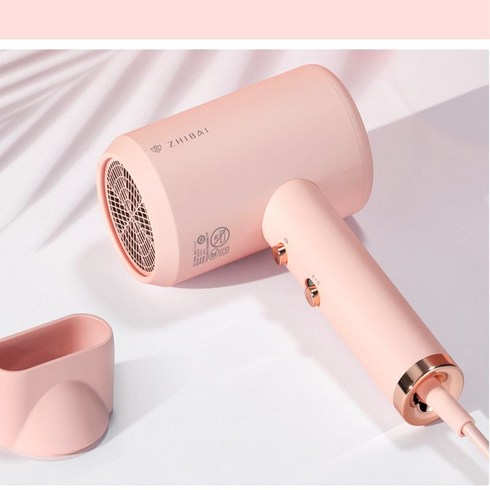 ZHIBAI 스트레이트 화이트 헤어 드라이어 음이온 케어 빠른 건조 기숙사 휴대용 여행용, HL311, B