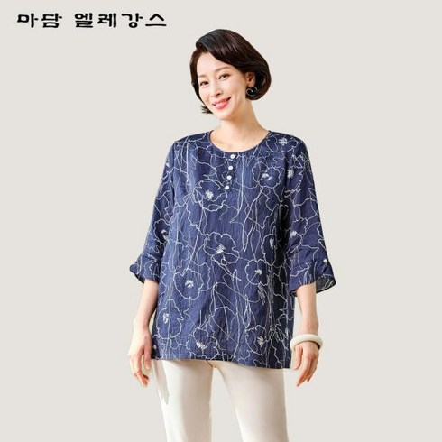 크리즈 인견 블라우스 - 마담엘레강스 [마담엘레강스] 아이스플라워 크리즈인견 블라우스 K242BL12