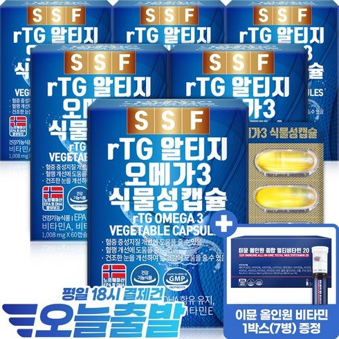 순수식품 rTG 오메가3 1000mg, 60정, 6개