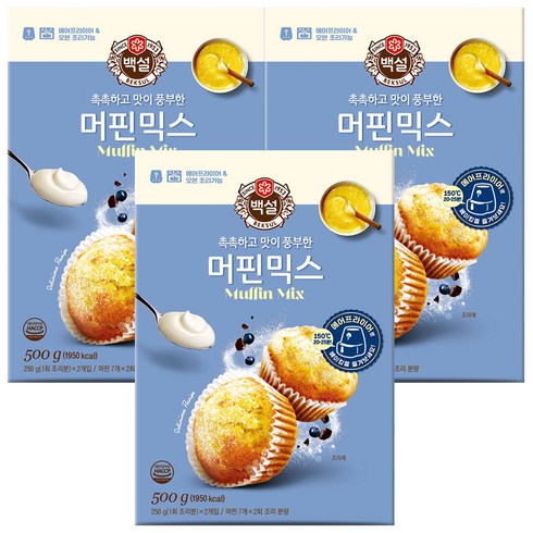 2023년 가성비 최고 백설머핀믹스 - (상온)백설 머핀믹스500g, 3개, 500g