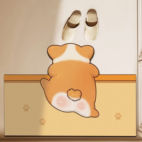 날마다직구 심쿵 담넘는 동물 뒤태 욕실 주방 발매트, 강아지+강아지