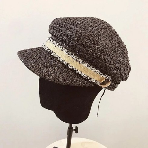 여성 Cloche Flat Top Straw Hat Summer Visor Cap for Girl Sun New Fashion UPF 50 + UV protection Street