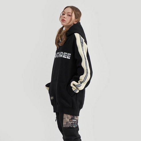 2023년 가성비 최고 스노우보드후드 - 엔쓰리 2223 NNN LINE STYLE HOOD BLACK/IVORY 스노우 보드복 후드 후디