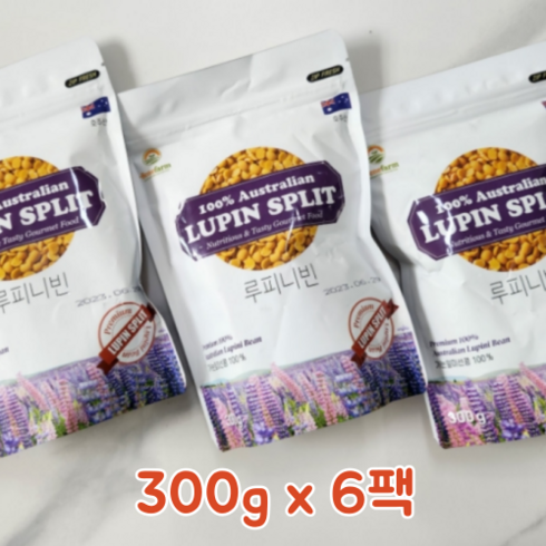 싱글구성_루피니빈 300g x 10팩 - 고대곡물 베네팜 루피니빈 300g / 루피니빈콩 당뇨콩루피니빈 호주산루피니빈 당뇨콩루피니빈호주산 호주산루피니빈 루피니빈효능, 6개