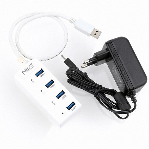 넥스트 유전원 USB 3.0 4포트 유전원 허브 케이블일체형 NEXT 505UHP, 혼합색상